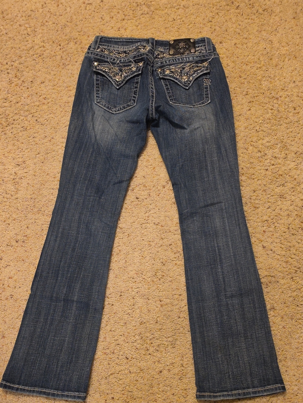 Miss Me Naturally Distressed Blue Boot Cut Relaxed Jeans